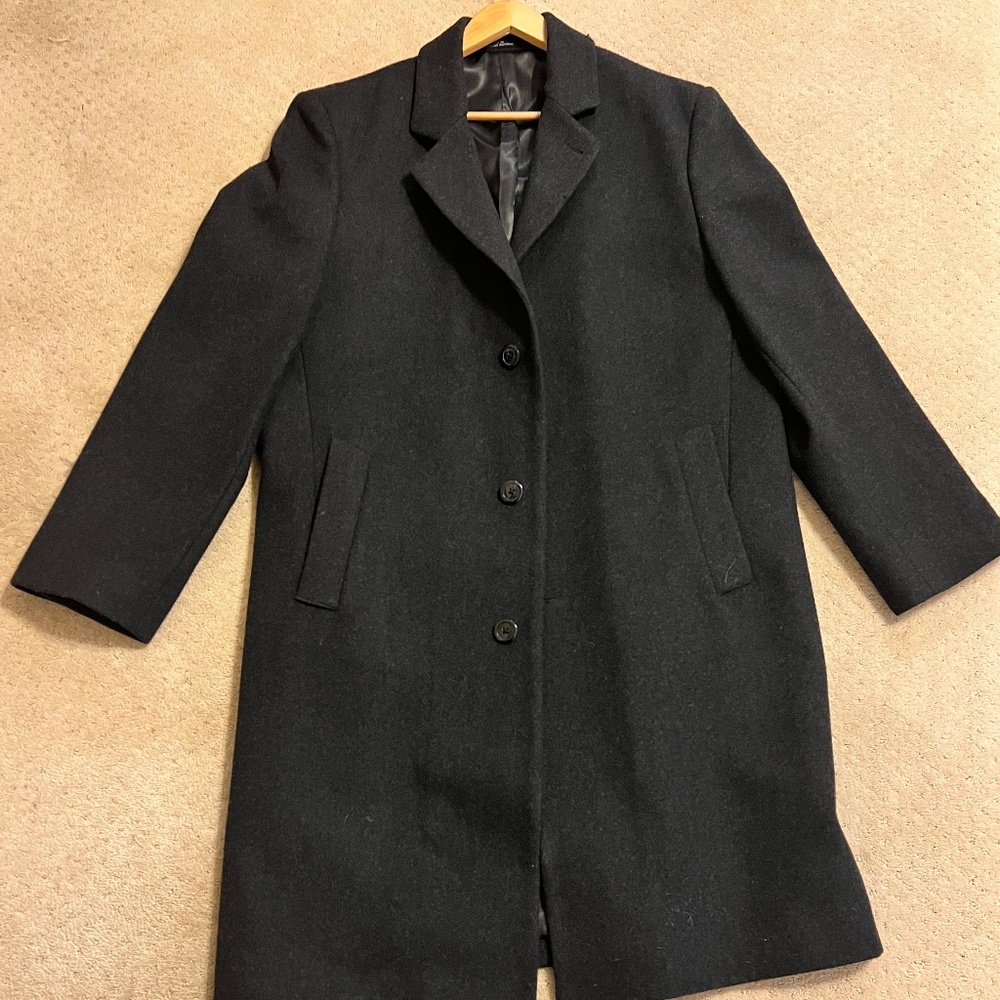 London Fog Men's US 40R Signature Wool-Blend Overcoat Coat Black